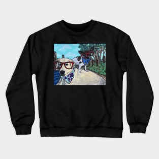 Puppy pals at the beach Crewneck Sweatshirt